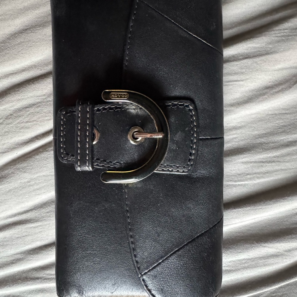 Coach Black Leather Wallet with Buckle
